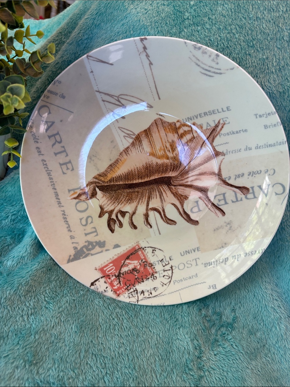 Seaside Shell Nautical Beach Ceramic Serving Platter NWT Paul Scaletta 10.75x1.5